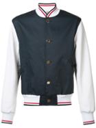 Thom Browne Bicolour Bomber Jacket, Men's, Size: 3, Blue, Polyester/cotton/leather