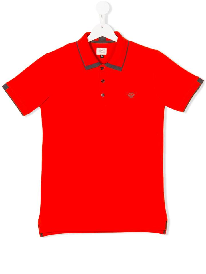 Armani Junior Teen Logo Crest Polo Shirt - Red