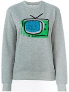 Au Jour Le Jour Sequin Tv Appliqué Sweatshirt, Women's, Size: 42, Grey, Cotton/pvc