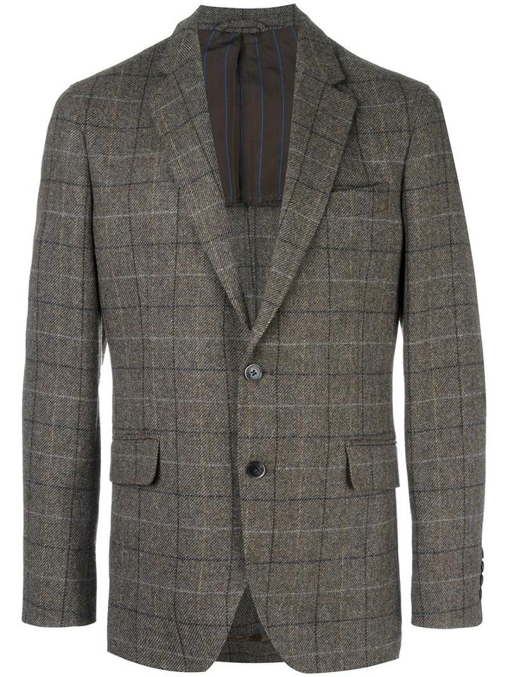 Hackett Plaid Blazer, Men's, Size: 48, Brown, Cupro/wool/goat Suede