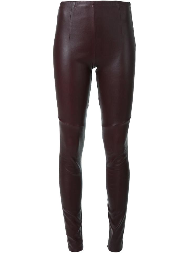Scanlan Theodore Stretch Leather Leggings, Women's, Size: 8, Brown, Calf Leather