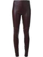 Scanlan Theodore Stretch Leather Leggings, Women's, Size: 8, Brown, Calf Leather