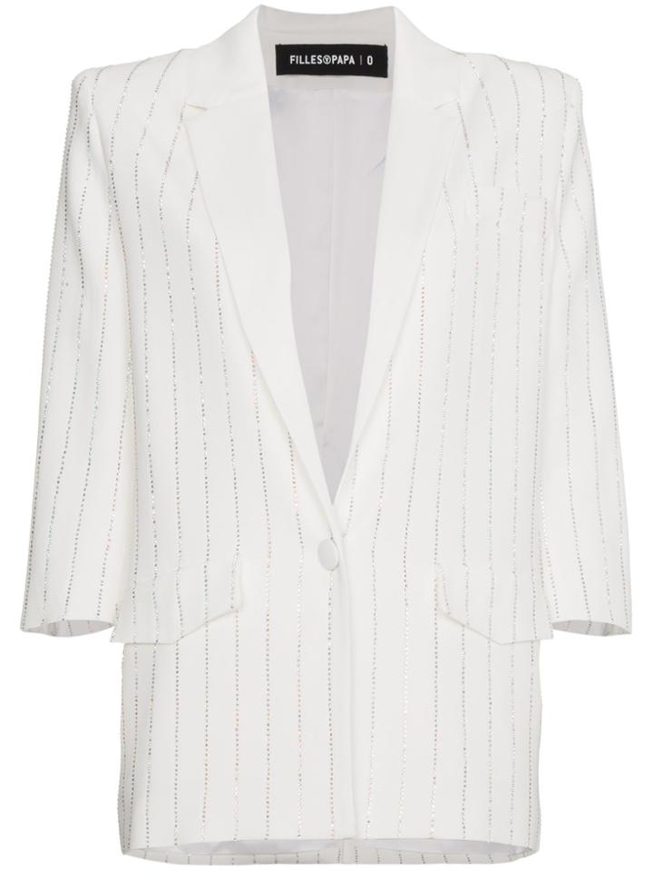 Filles A Papa Crystal Striped Blazer - White