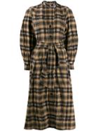 Ganni Cut Out Check Shirt Dress - Brown