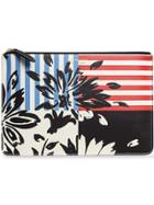 Burberry Large Floral Stripe Print Leather Zip Pouch - Multicolour