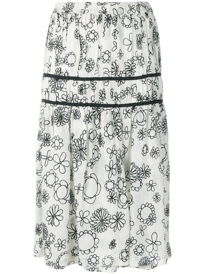 Comme Des Garçons Pre-owned Floral Gathered Skirt - White