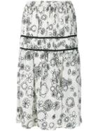Comme Des Garçons Pre-owned Floral Gathered Skirt - White