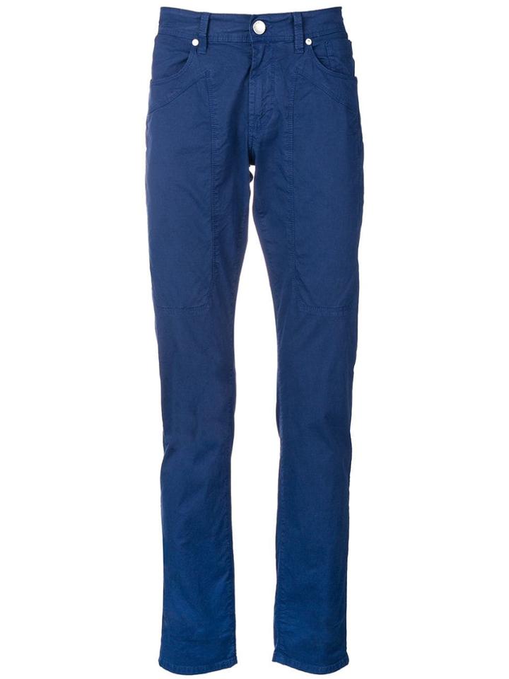 Jeckerson Panelled Slim Fit Chinos - Blue