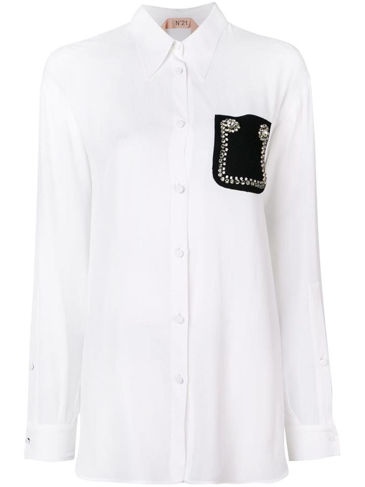 No21 Embellished Pocket Shirt - White