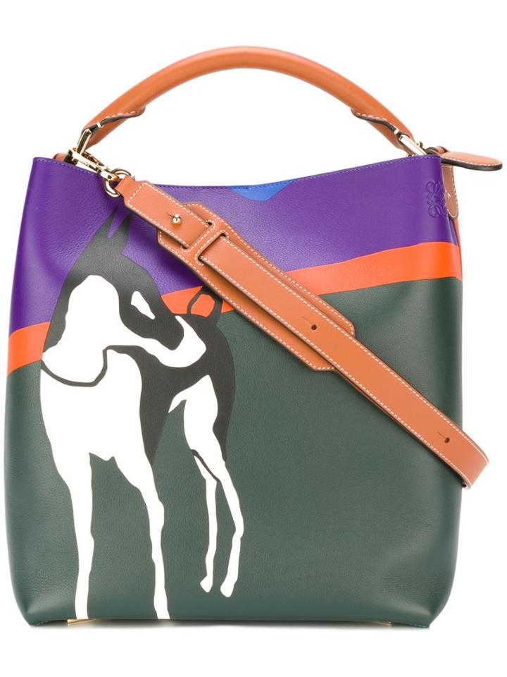 Loewe Printed Tote Bag, Women's, Yellow/orange, Leather