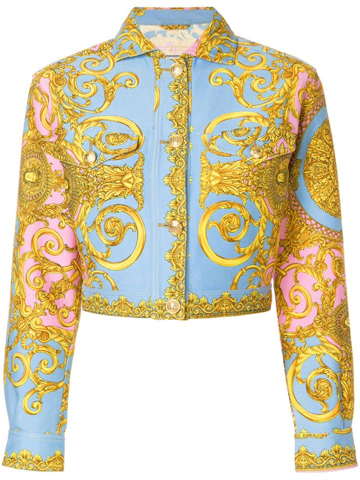 Versace Vintage Cropped Baroque Print Jacket - Multicolour