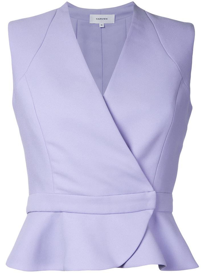 Carven Wrap Detail Sleeveless Shirt, Women's, Size: 42, Pink/purple, Polyester