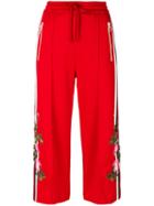 Gucci - Sylvie Web Cropped Track Trousers - Women - Cotton/polyester - S, Red, Cotton/polyester