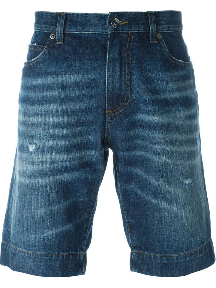 Dolce & Gabbana Denim Shorts, Men's, Size: 52, Blue, Cotton/calf Leather