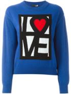 Love Moschino Logo Intarsia Jumper, Women's, Size: 42, Blue, Polyamide/viscose/cashmere/wool