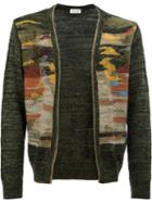 Dries Van Noten Intarsia Cardigan, Men's, Size: Small, Green, Silk/linen/flax/polyamide/alpaca