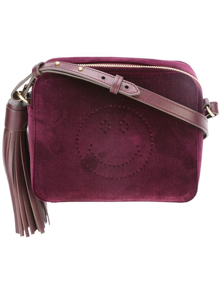 Anya Hindmarch Smiley Velvet Crossbody Bag, Women's, Pink/purple, Velvet