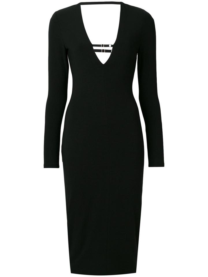 T By Alexander Wang Fitted V-neck Dress - Black