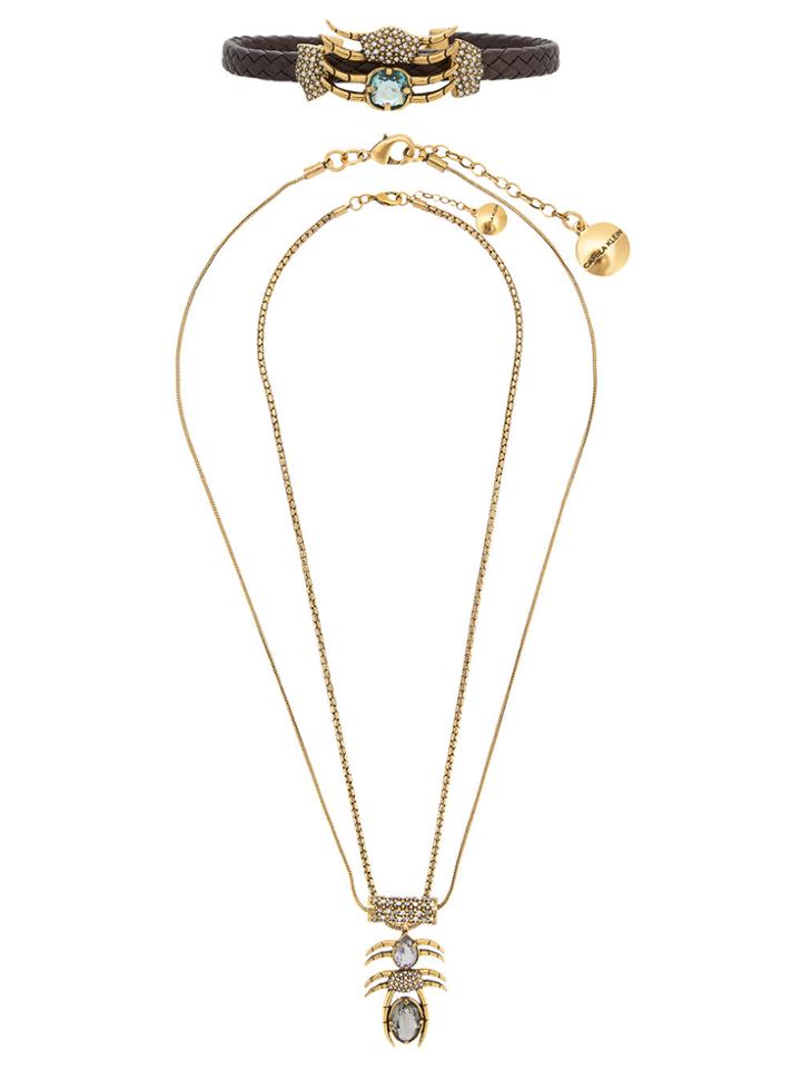 Camila Klein Leather Trim 3-necklace Set - Metallic