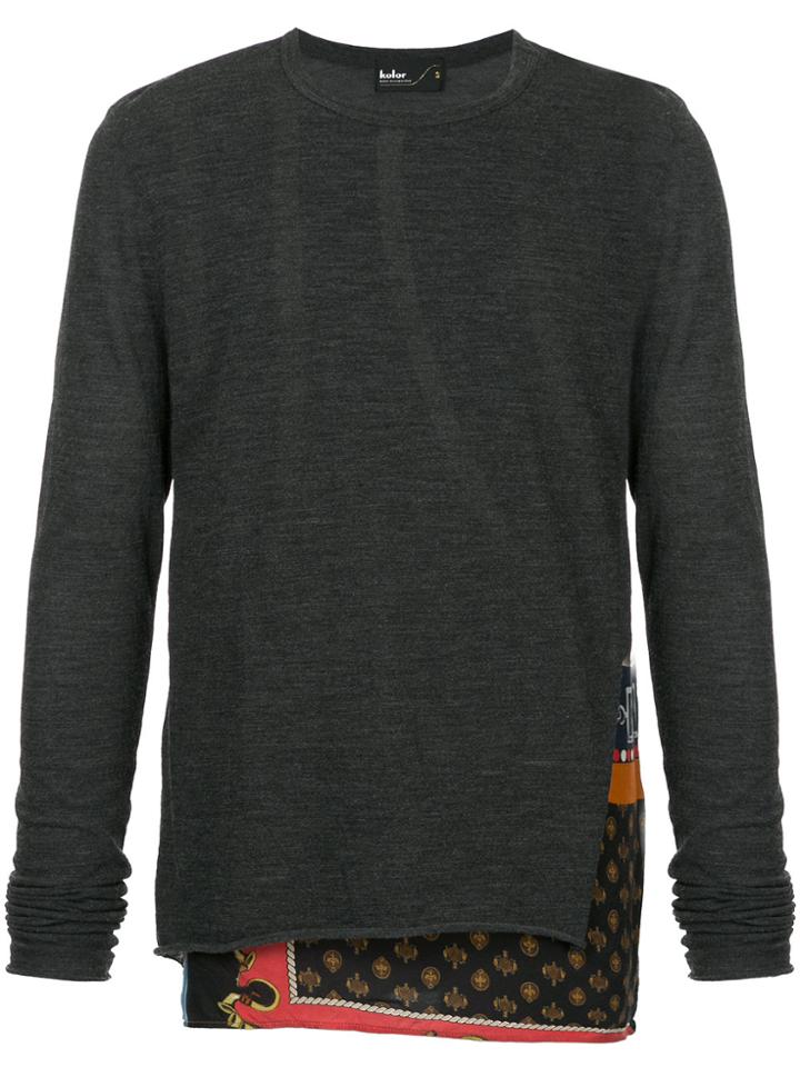 Kolor Contrast Long-sleeve Sweater - Grey