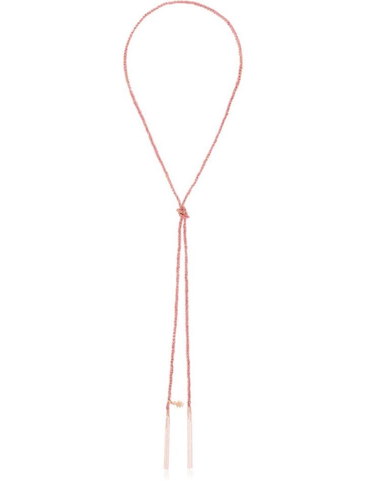 Carolina Bucci Pink Baby Girl Charm Lucky Silk And Gold Necklace
