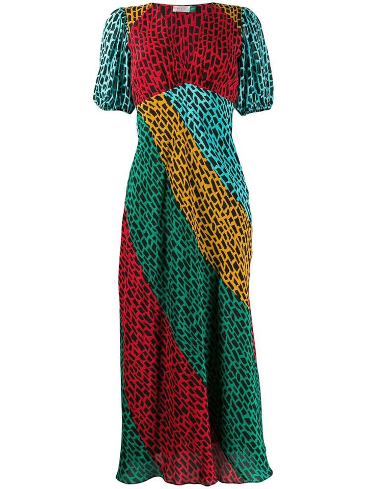 Rixo Amber Giraffe Print Dress - Red