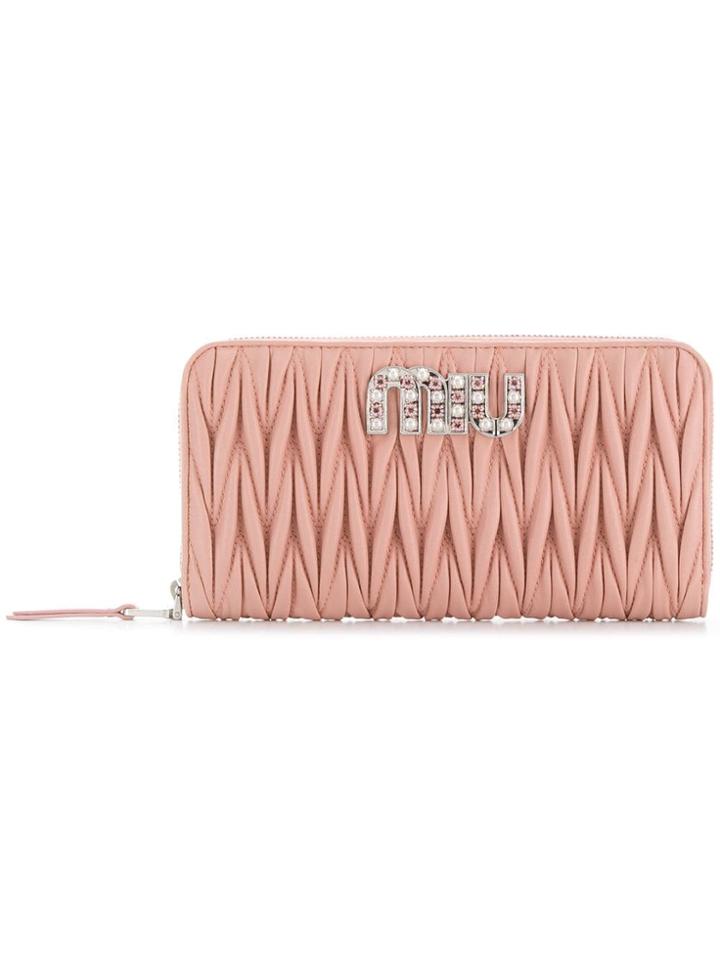 Miu Miu Matelassé Zipped Wallet - Pink