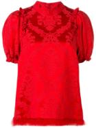 Simone Rocha Marabou Mandarin Blouse - Red
