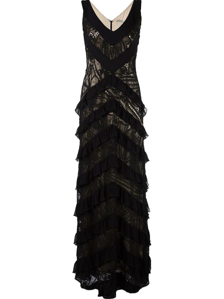 Martha Medeiros Lace Applique Maxi Dress - Black