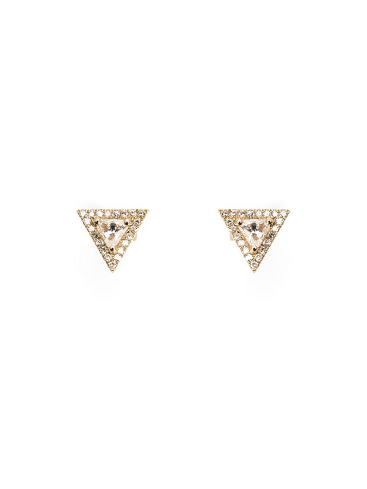 Sw/tch Topaz And Diamond Triangle Earrings, Women's, White