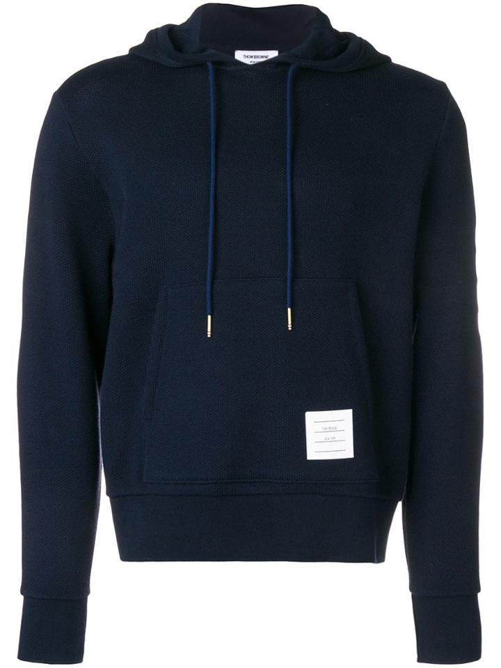 Thom Browne 4-bar Honeycomb Piqué Hoodie - Blue