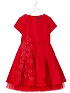 Oscar De La Renta Kids Taffeta Floral Party Dress - Red