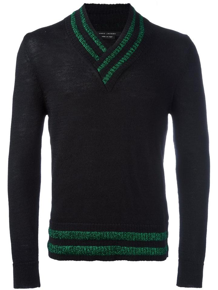 Marc Jacobs Metallic Stripe Jumper, Men's, Size: Small, Black, Polyester/viscose/virgin Wool