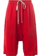 Rick Owens Drop-crotch Shorts, Men's, Size: 50, Red, Silk/acetate