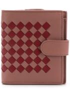 Bottega Veneta Two Tone Intrecciato Snap Wallet - Pink