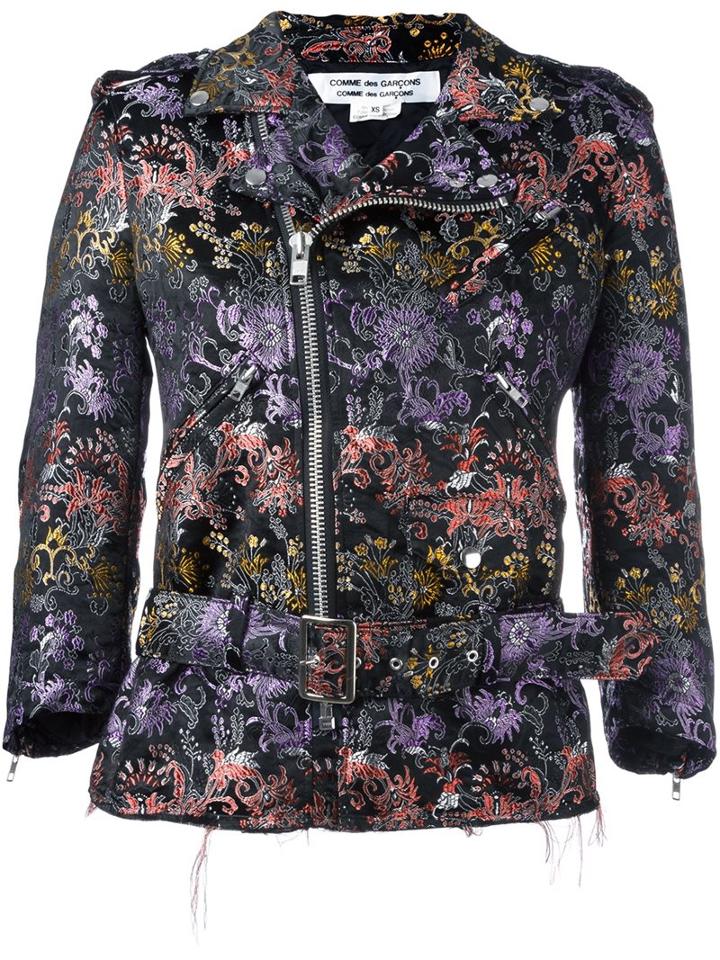 Comme Des Garçons Comme Des Garçons Embroidered Pattern Biker Jacket