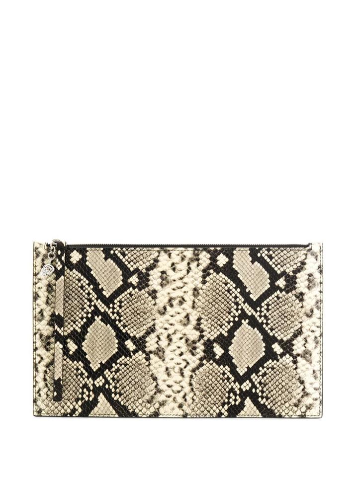 Alexander Mcqueen Snake Print Zip Clutch - Black