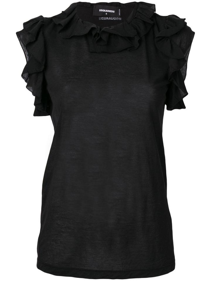 Dsquared2 Ruffle Trim Top - Black