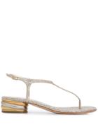 Casadei Heel Detail Sandals - Gold