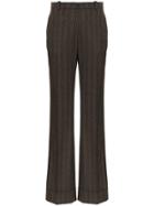 Etro High Waisted Striped Wool Trousers - Brown