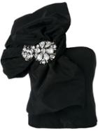 Moschino One Shoulder Oversized Bow Top, Women's, Size: 42, Black, Cotton/rayon/polyamide/glass