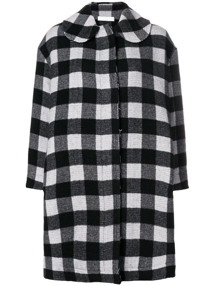 Peter Jensen Raw Edge Check Coat - Black