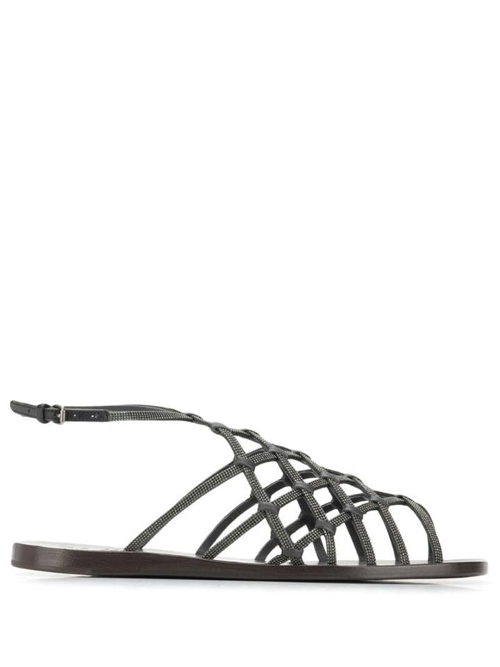 Brunello Cucinelli Embellished Strappy Sandals - Grey