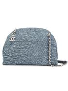 Chanel Vintage Quilted Camellia Cc Logos Chain Shoulder Bag - Blue