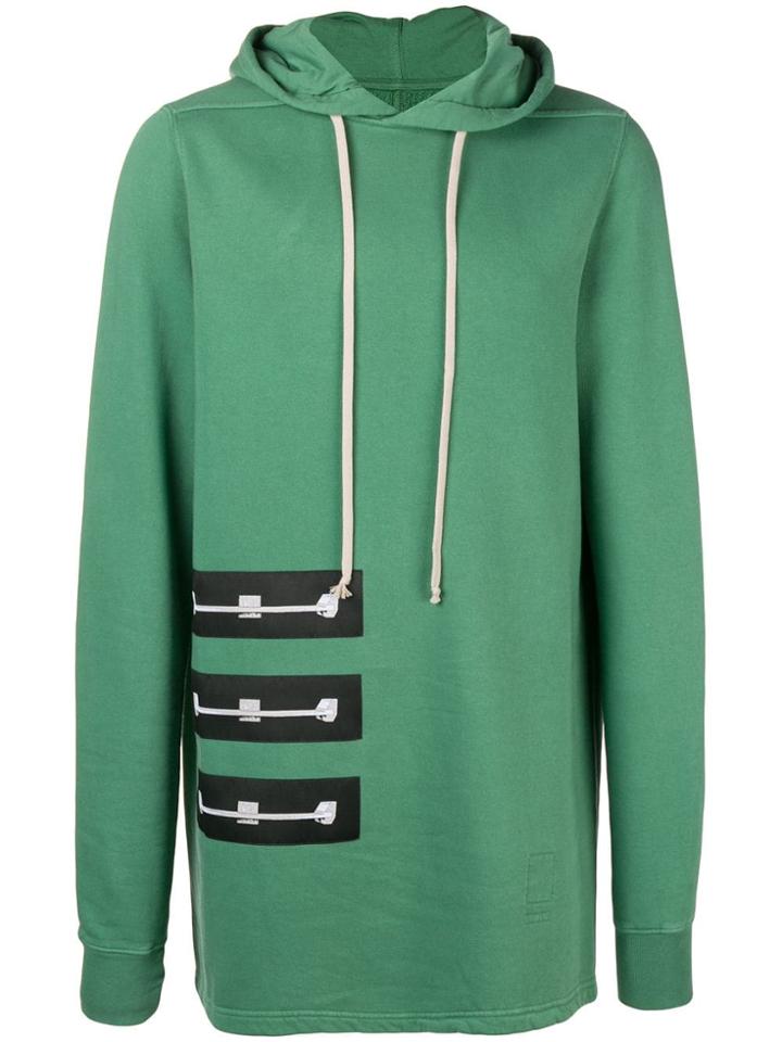 Rick Owens Drkshdw Patched Detail Hooded Pullover - Green