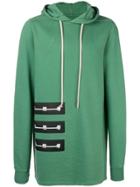 Rick Owens Drkshdw Patched Detail Hooded Pullover - Green