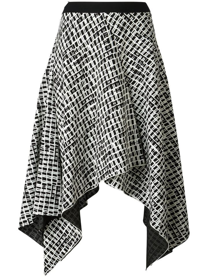 Proenza Schouler Asymmetric Patterned Skirt, Women's, Size: 8, Black, Silk/acetate/viscose