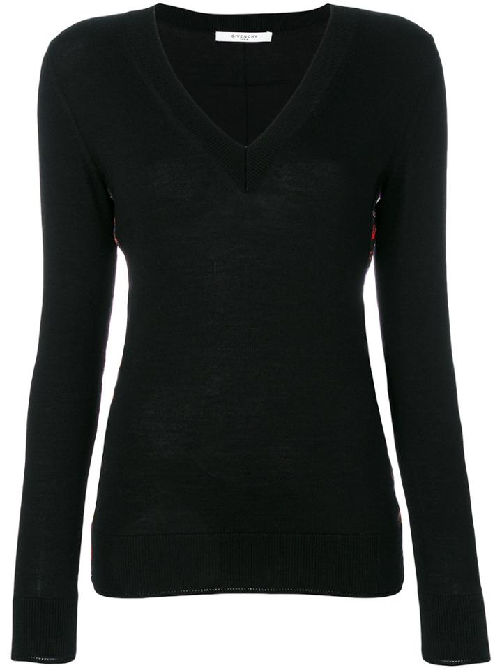 Givenchy Sweater With Floral Panels - Black