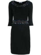 Blumarine Tweed Embellished Dress - Black