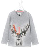 Armani Junior Deer And Logo Print T-shirt, Boy's, Size: 6 Yrs, Grey